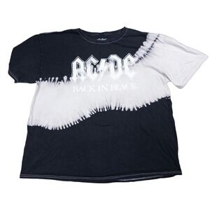 AC/DC T Shirt Mens 2X Black Good Tie Dye Back In Black Graphic Band Tee Rock